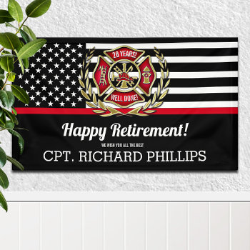 Firefighter Thin Red Line Flag Retirement Party Banner by reflections06 at Zazzle
