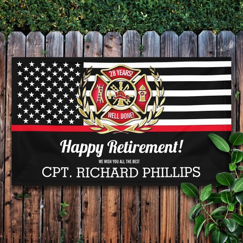 Firefighter Thin Red Line Flag Retirement Party Banner