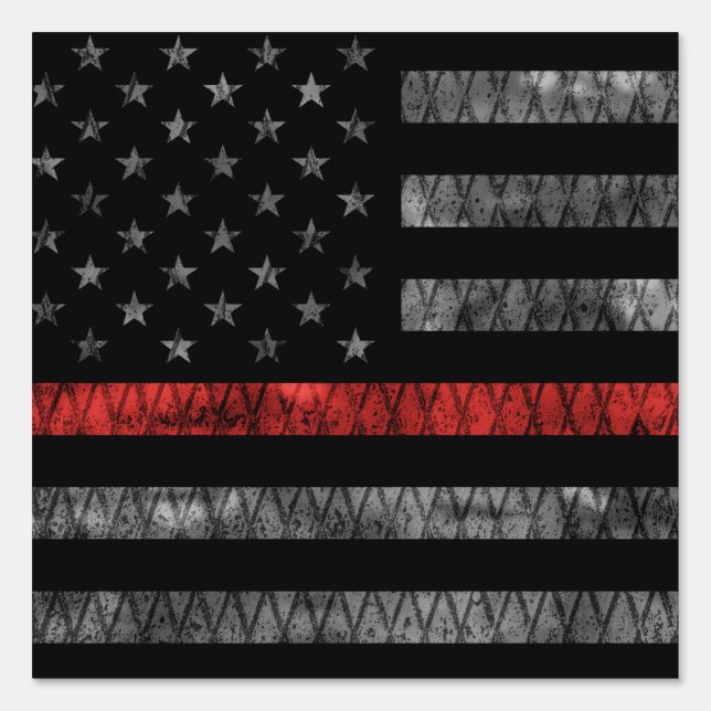 Firefighter Thin Red Line Flag Sign (Front)