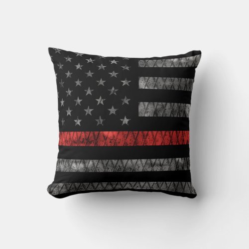 Firefighter Thin Red Line Flag Throw Pillow
