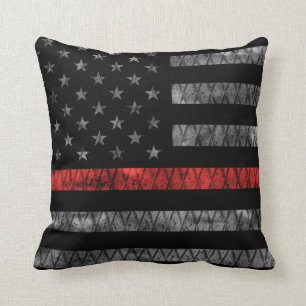 Firefighter Thin Red Line Flag Throw Pillow