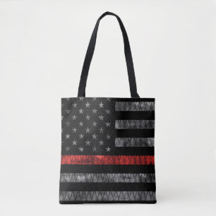 Firefighter Thin Red Line Flag Tote Bag