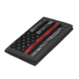Firefighter Thin Red Line Flag Tri-fold Wallet