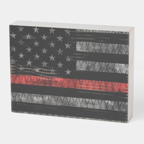 Firefighter Thin Red Line Flag Wooden Box Sign