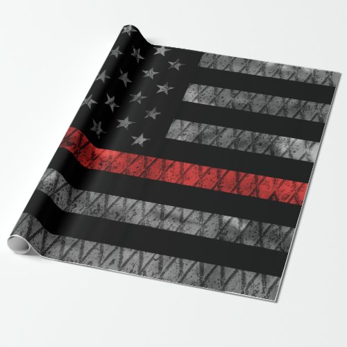 Firefighter Thin Red Line Flag Wrapping Paper