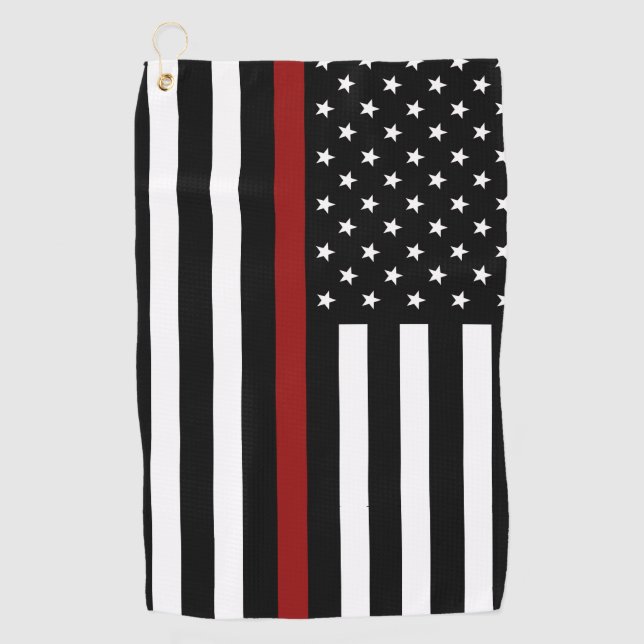 Firefighter Thin Red Line Golf Towel (Front)