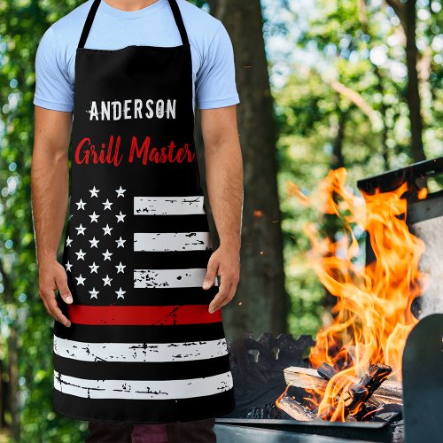 Firefighter Thin Red Line Grill Master BBQ Apron