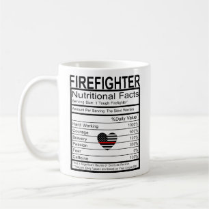 Firefighter Thin Red Line Heart Nutrition Label Coffee Mug