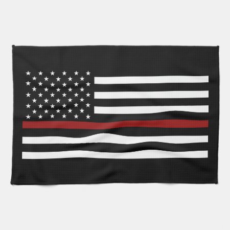 Firefighter Thin Red Line Kitchen Towel 16" X 24"