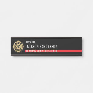 Firefighter Thin Red Line Logo Fire Department Door Sign