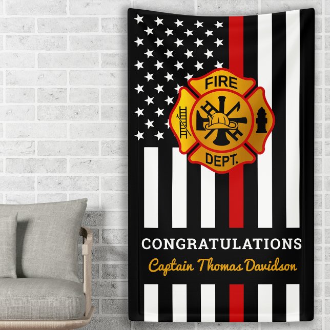 Firefighter Thin Red Line Maltese Cross Retirement Banner (Creator Uploaded)