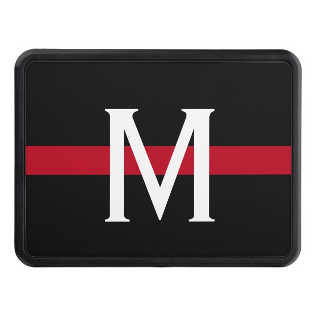 Firefighter Thin Red Line Monogram Hitch Cover (Front)