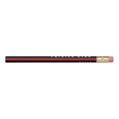 Firefighter Thin Red Line Monogram Name Pencil