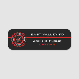Firefighter Thin Red Line Name Tag