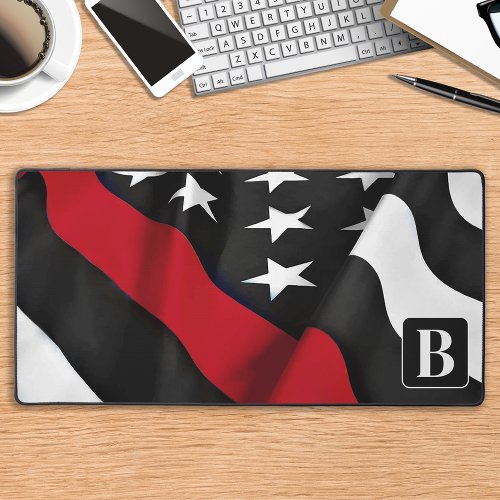 Firefighter Thin Red Line Personalized Monogram  Desk Mat