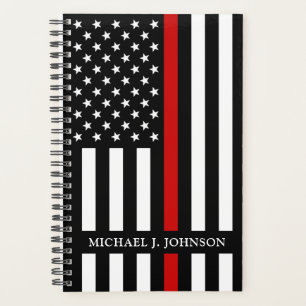 Firefighter Thin Red Line Personalized Name Planner