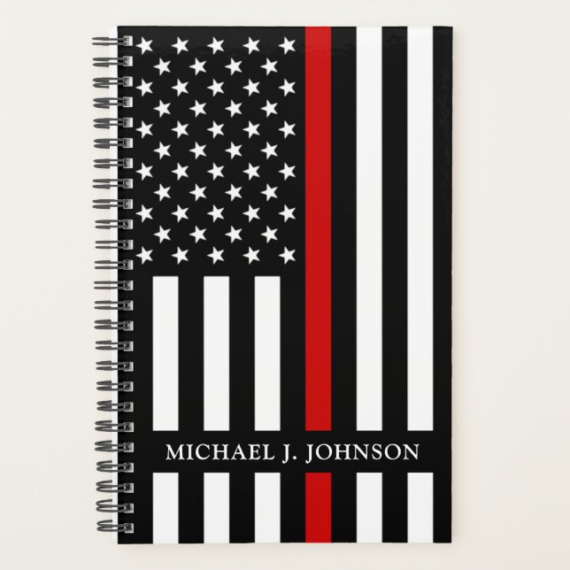 Firefighter Thin Red Line Personalized Name Planner (Front)