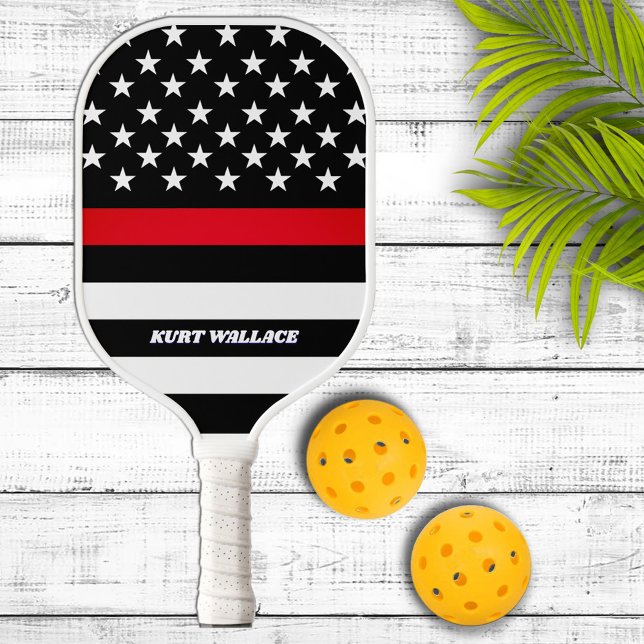 Firefighter Thin Red Line Personalized Pickleball Paddle (Creator Uploaded)