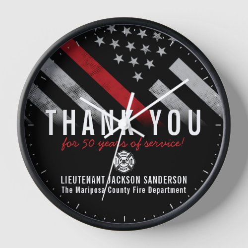 Firefighter Thin Red Line Retirement Anniversary Clock