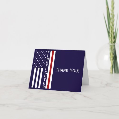 Firefighter Thin Red Line Thank You Card