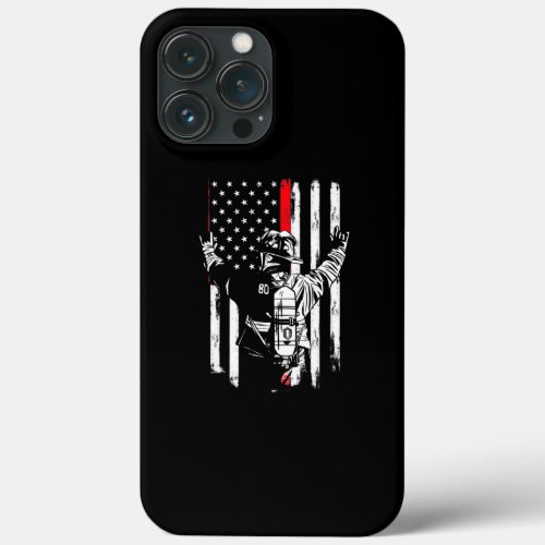 Firefighter Thin Red Line US American Flag iPhone 13 Pro Max Case