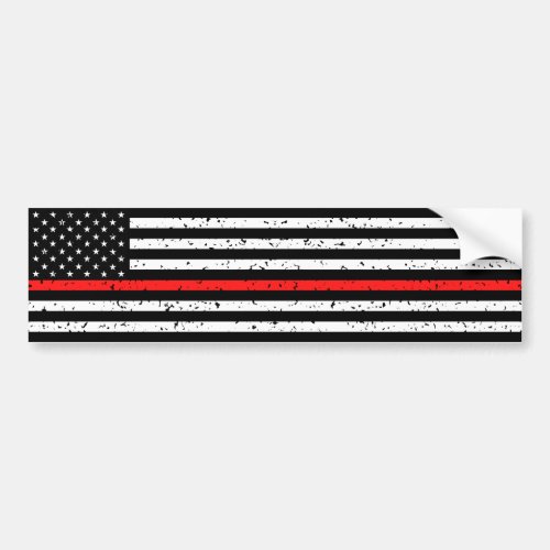 Firefighter Thin Red Line Vintage American Flag Bumper Sticker