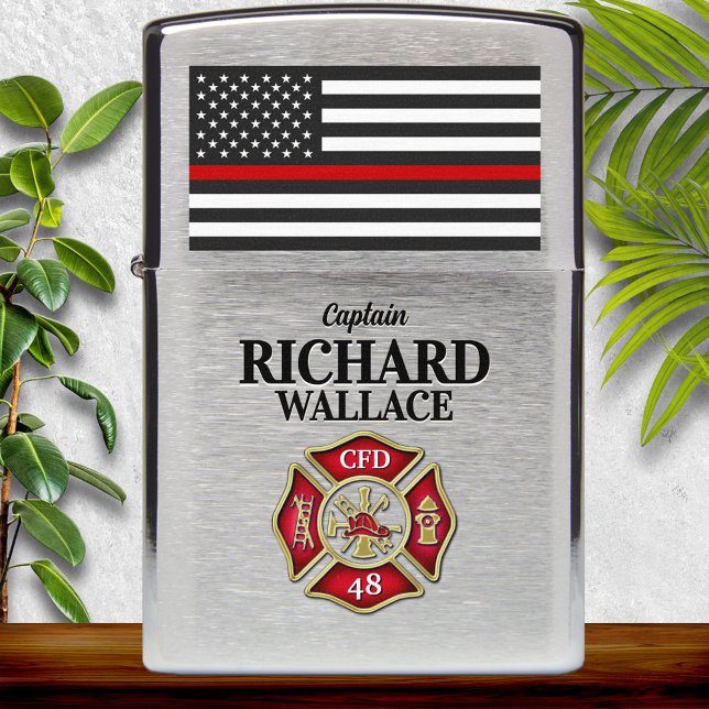 Firefighter Thin Red Line with Maltese Cross Zippo Lighter (Creator Uploaded)