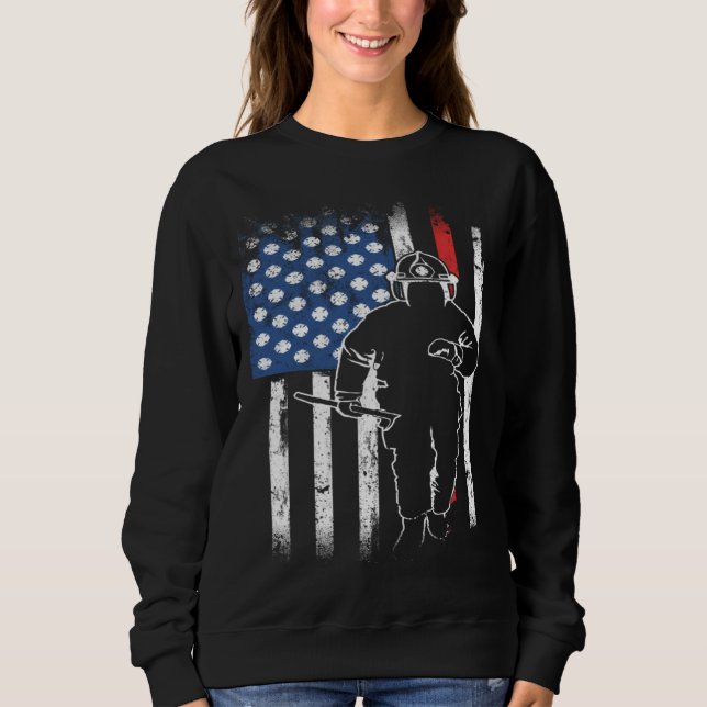 Firefighter Thin Redline Retired Firefighter  Idea Sweatshirt (Front)