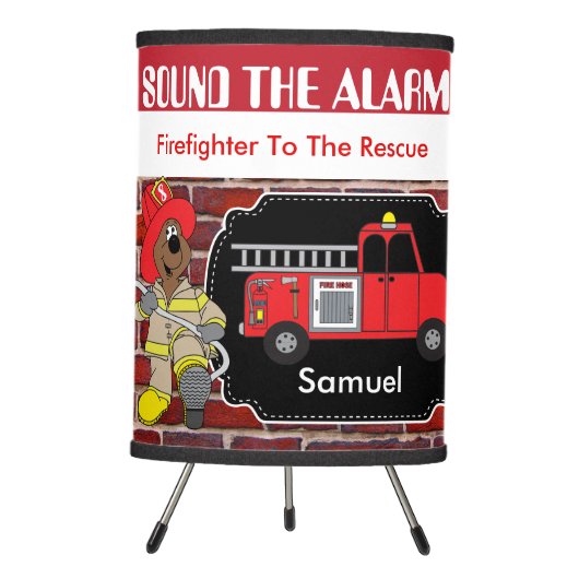 Firefighter to the Rescue Tripod Lamp (Front)