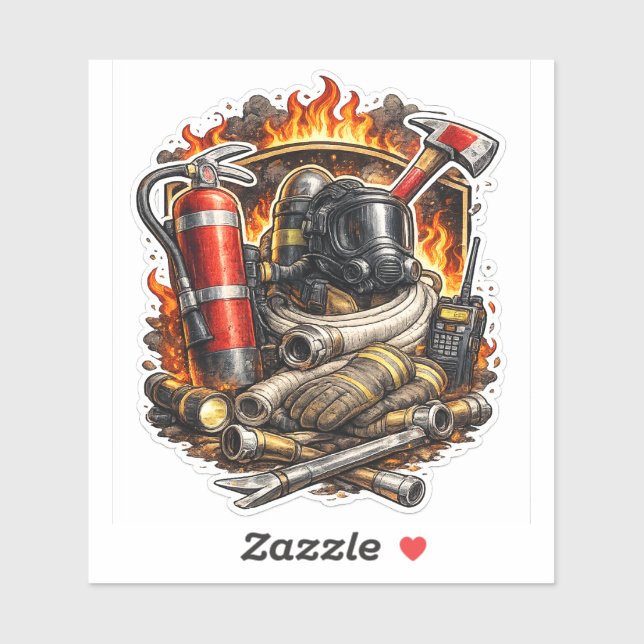 Firefighter Tools Sticker, Fire Rescue Gear Decal, Sticker (Sheet)
