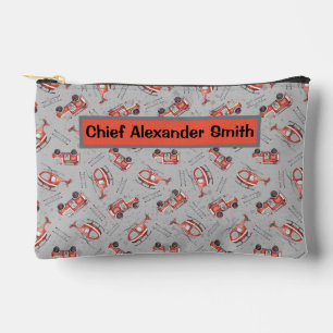 Firefighter Truck and Ladder Print  Accessory Pouch