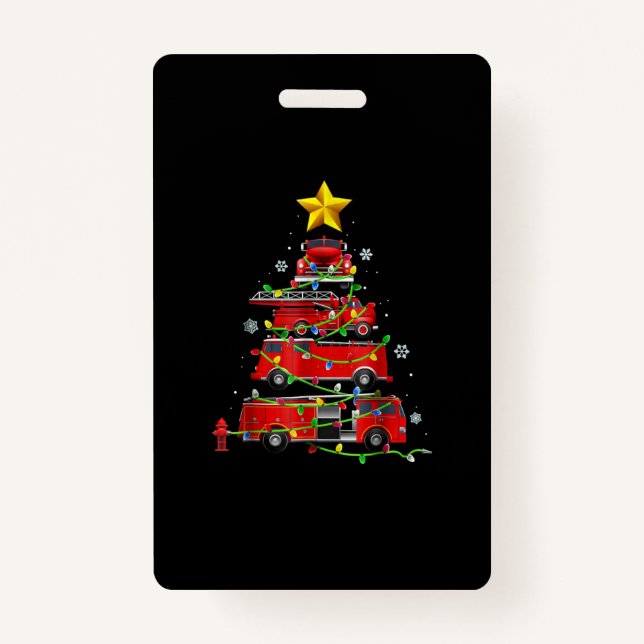 Firefighter Truck Christmas Tree Men Women Badge (Front)