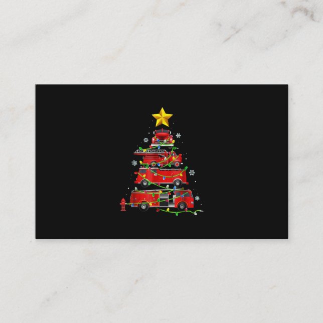 Firefighter Truck Christmas Tree Men Women Business Card (Front)