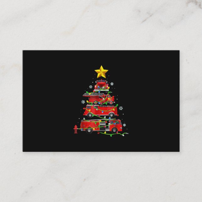 Firefighter Truck Christmas Tree Men Women Business Card (Front)