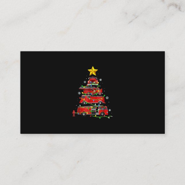 Firefighter Truck Christmas Tree Men Women Business Card (Front)