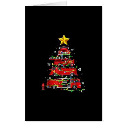 Firefighter Truck Christmas Tree Men Women Card