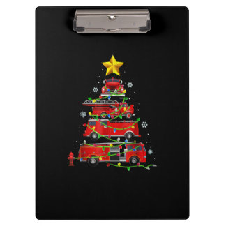 Firefighter Truck Christmas Tree Men Women Clipboard