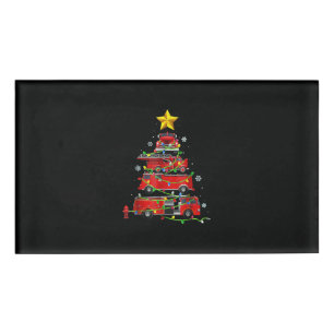 Firefighter Truck Christmas Tree Men Women Name Tag