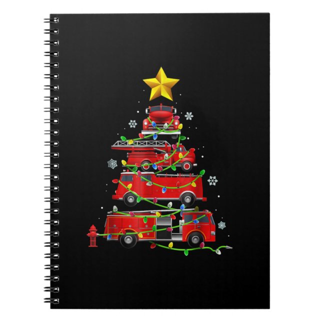 Firefighter Truck Christmas Tree Men Women Notebook (Front)