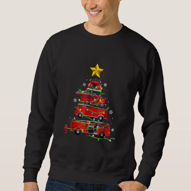 Firefighter Truck Christmas Tree Men Women Sweatshirt (Front)