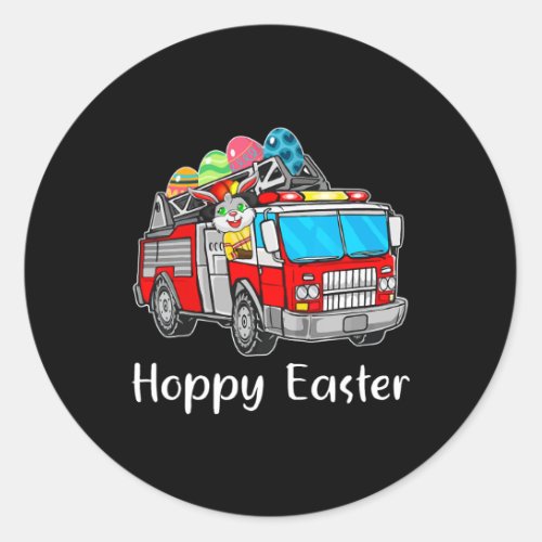 Firefighter Truck Easter Day Bunny Eggs Happy East Classic Round Sticker