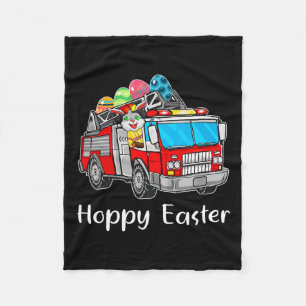 Firefighter Truck Easter Day Bunny Eggs Happy East Fleece Blanket