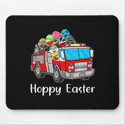 Firefighter Truck Easter Day Bunny Eggs Happy East Mouse Pad