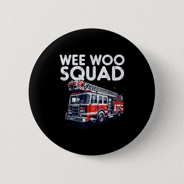Firefighter Truck Wee Woo Squad Fireman Men Boys K Button (Front)