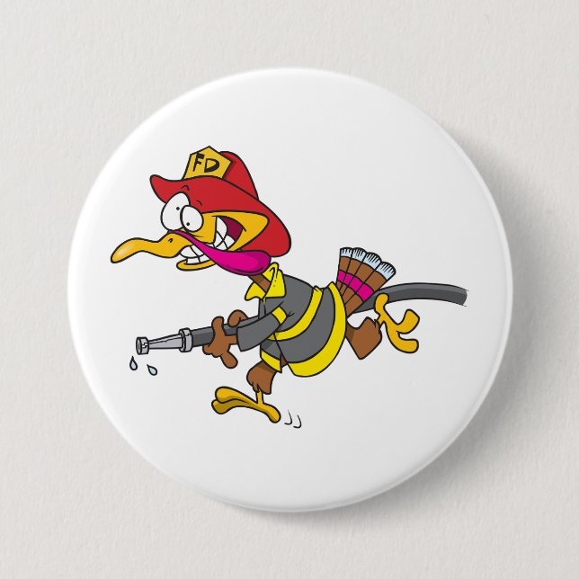 Firefighter Turkey with Hose Button (Front)