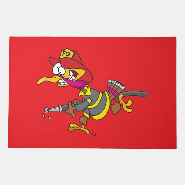 Firefighter Turkey with Hose Doormat (Front)