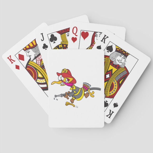 Firefighter Turkey with Hose Poker Cards (Back)