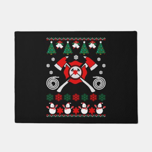Firefighter Ugly Christmas Sweater     Doormat