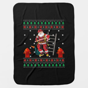 Firefighter Ugly Christmas Sweater Xmas Boys Girls Baby Blanket