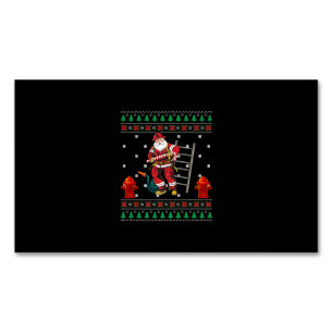 Firefighter Ugly Christmas Sweater Xmas Boys Girls Business Card Magnet